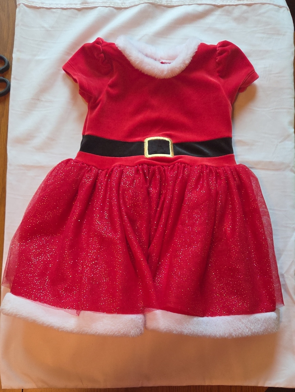 Girls Red Santa Belt Tulle Holiday Costume Dress